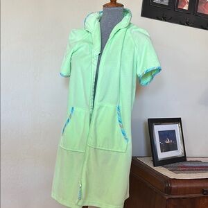 Jasmine Rose Mint Green Hooded Robe with Aqua Accents
